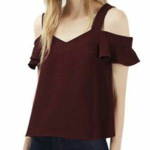 Topshop Cold Shoulder Frill Top